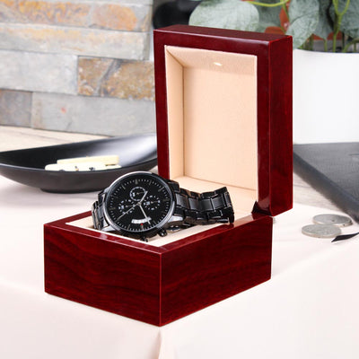 Load image into Gallery viewer, TEXT Customizable Engraved Black Chronograph Watch, Unique Birthday Gifts for Men
