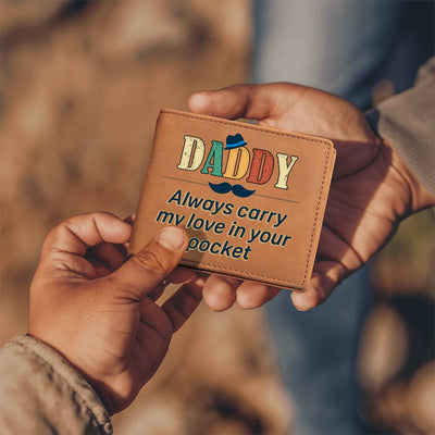 Load image into Gallery viewer, Daddy Always Carry My Love Leather Wallet

