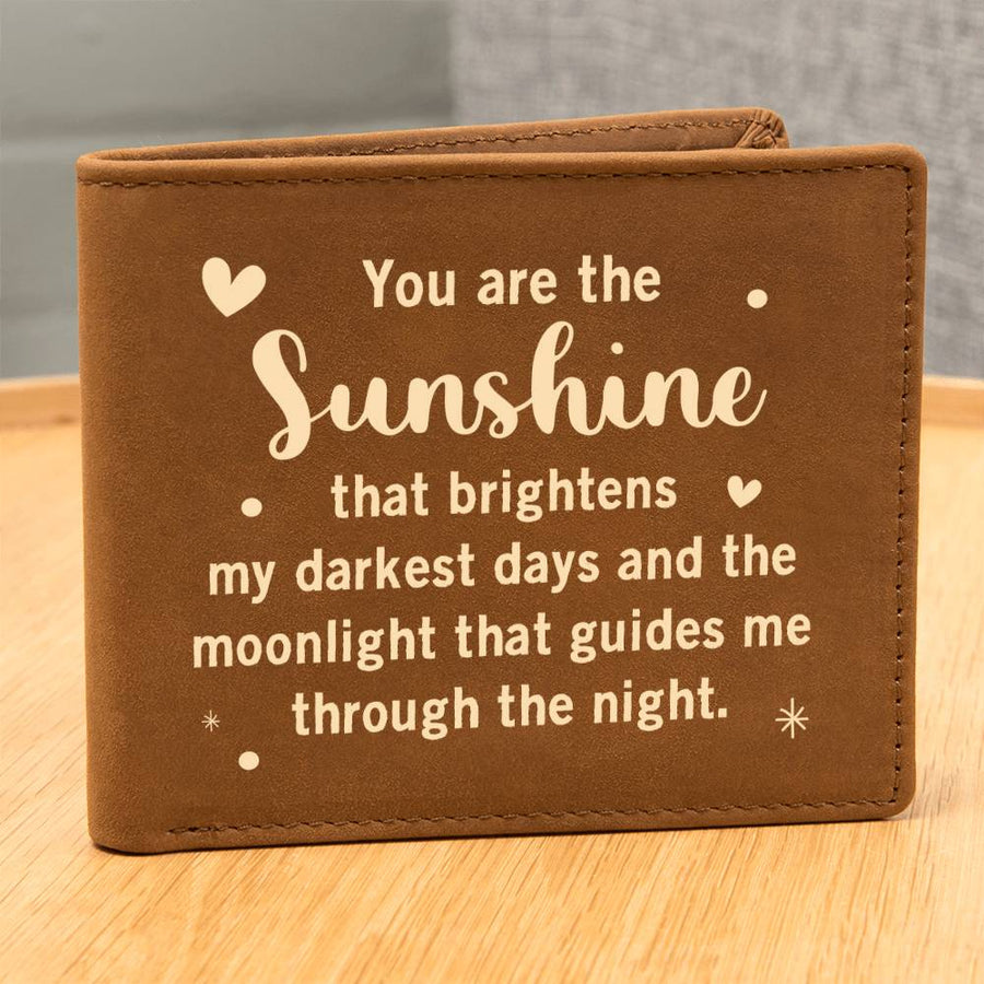 You Are the Sunshine Leather Wallet for Son from Mom, Birthday Gift for 30-Year-Old Son