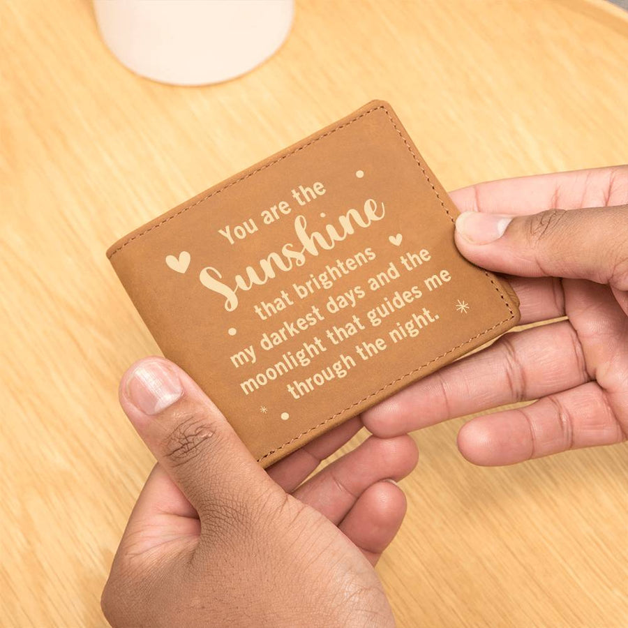 You Are the Sunshine Leather Wallet for Son from Mom, Birthday Gift for 30-Year-Old Son