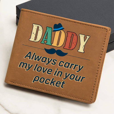 Load image into Gallery viewer, Daddy Always Carry My Love Leather Wallet
