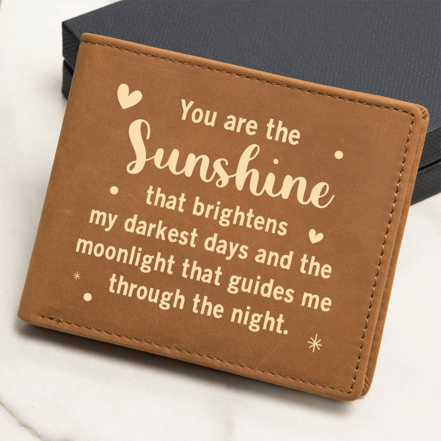 You Are the Sunshine Leather Wallet for Son from Mom, Birthday Gift for 30-Year-Old Son