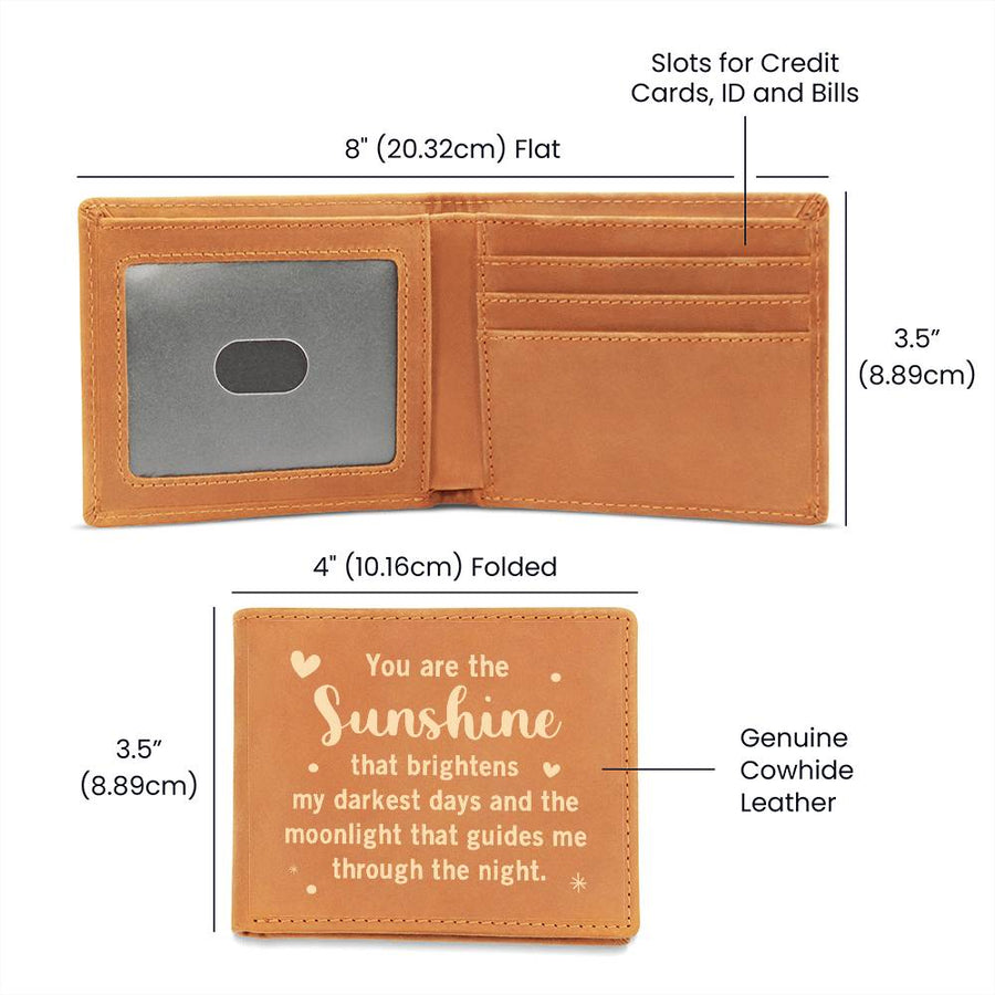 You Are the Sunshine Leather Wallet for Son from Mom, Birthday Gift for 30-Year-Old Son