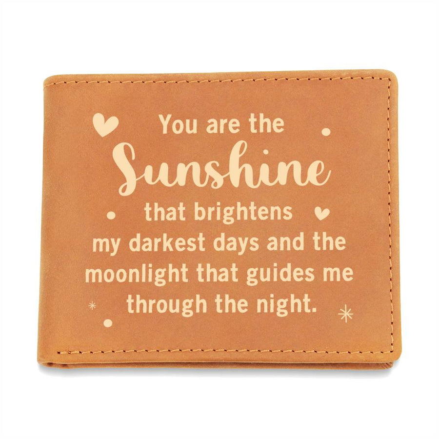 You Are the Sunshine Leather Wallet for Son from Mom, Birthday Gift for 30-Year-Old Son