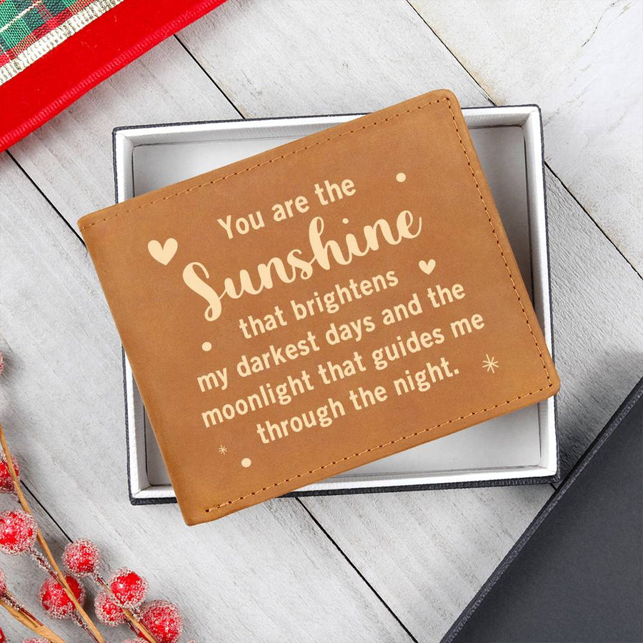 You Are the Sunshine Leather Wallet for Son from Mom, Birthday Gift for 30-Year-Old Son