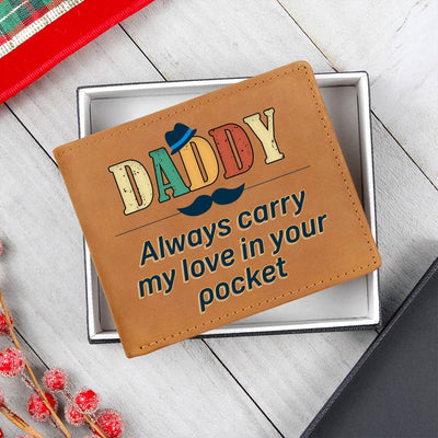 Load image into Gallery viewer, Daddy Always Carry My Love Leather Wallet
