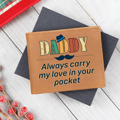 Load image into Gallery viewer, Daddy Always Carry My Love Leather Wallet
