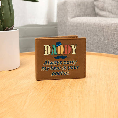 Load image into Gallery viewer, Daddy Always Carry My Love Leather Wallet
