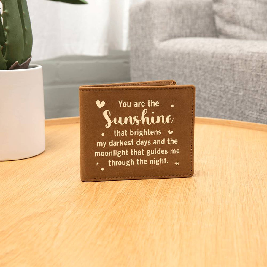 You Are the Sunshine Leather Wallet for Son from Mom, Birthday Gift for 30-Year-Old Son