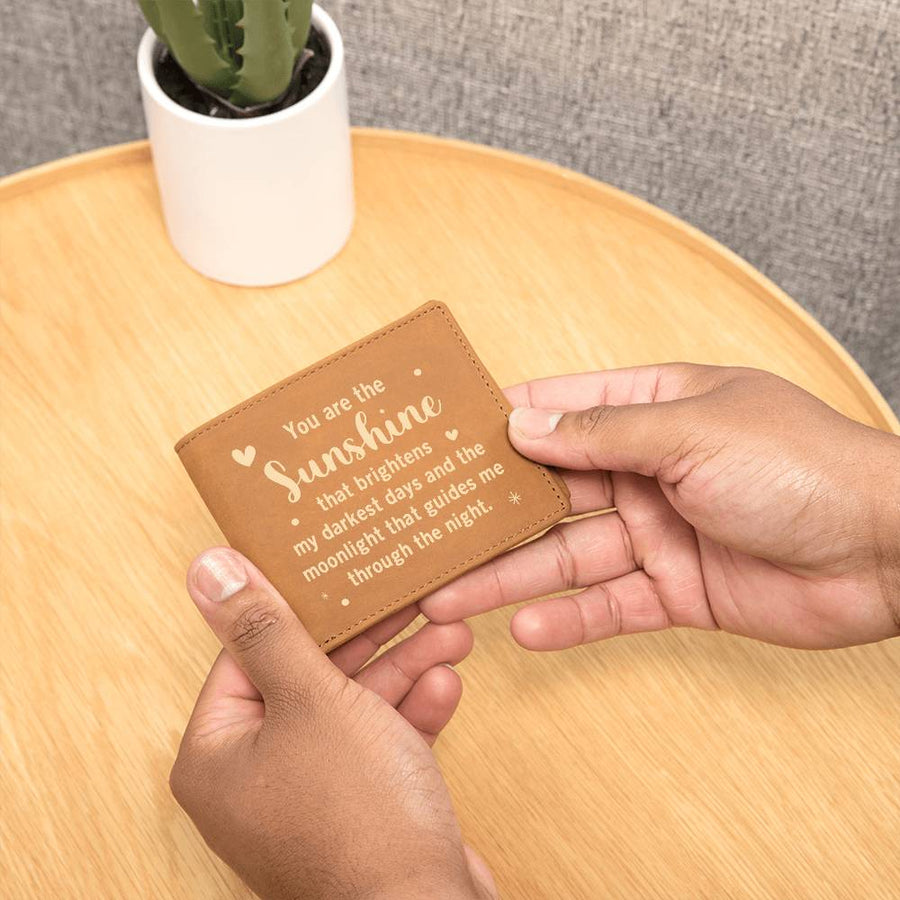 You Are the Sunshine Leather Wallet for Son from Mom, Birthday Gift for 30-Year-Old Son