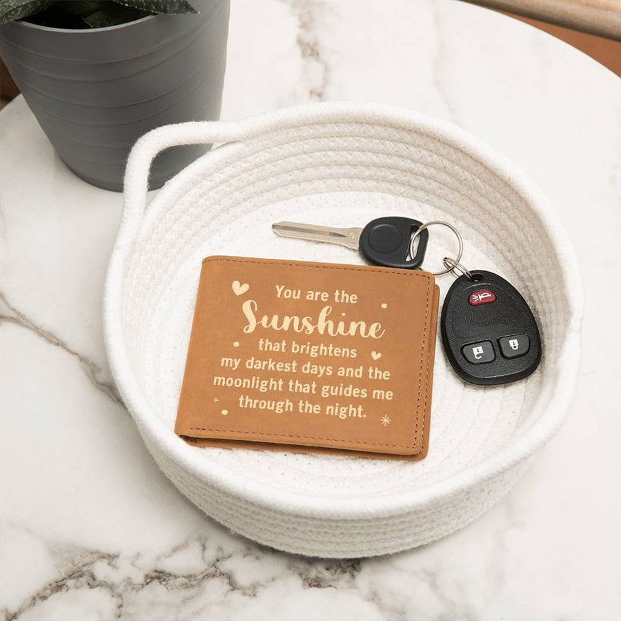 You Are the Sunshine Leather Wallet for Son from Mom, Birthday Gift for 30-Year-Old Son