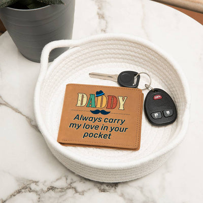 Load image into Gallery viewer, Daddy Always Carry My Love Leather Wallet
