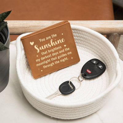 Load image into Gallery viewer, You Are the Sunshine Leather Wallet for Son from Mom, Birthday Gift for 30-Year-Old Son
