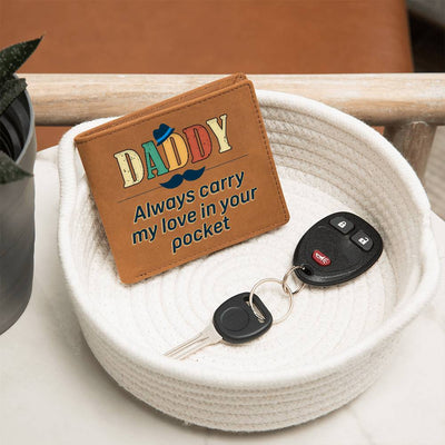 Load image into Gallery viewer, Daddy Always Carry My Love Leather Wallet
