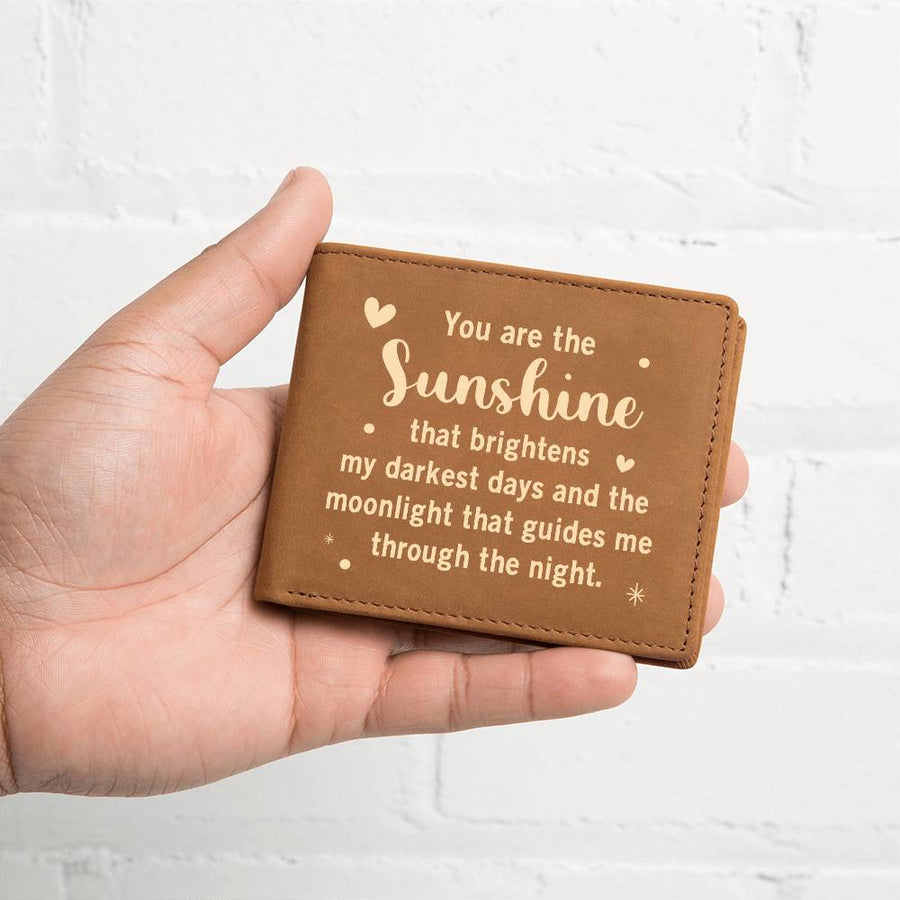 You Are the Sunshine Leather Wallet for Son from Mom, Birthday Gift for 30-Year-Old Son