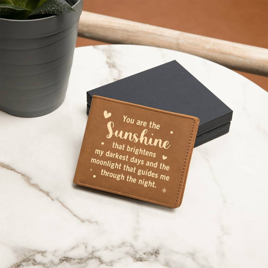 You Are the Sunshine Leather Wallet for Son from Mom, Birthday Gift for 30-Year-Old Son
