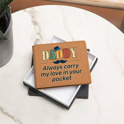 Load image into Gallery viewer, Daddy Always Carry My Love Leather Wallet
