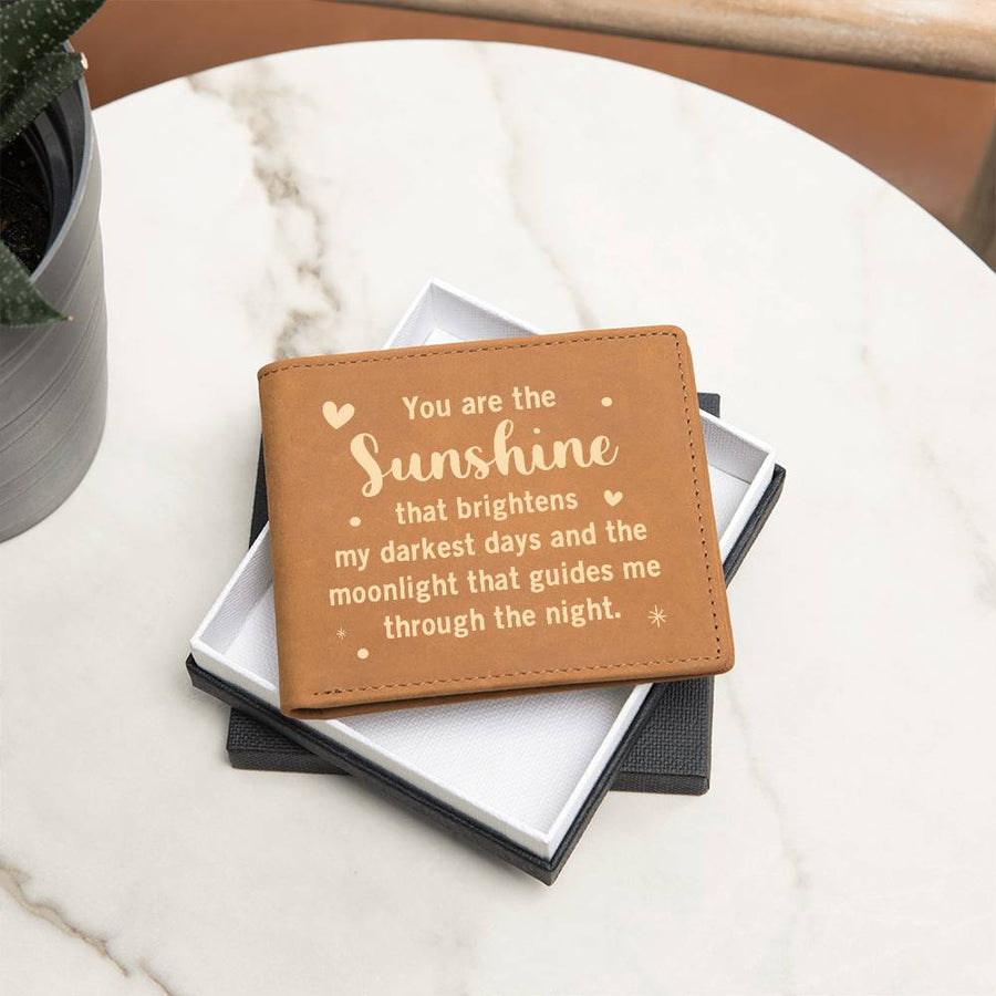 You Are the Sunshine Leather Wallet for Son from Mom, Birthday Gift for 30-Year-Old Son