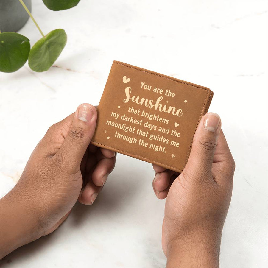 You Are the Sunshine Leather Wallet for Son from Mom, Birthday Gift for 30-Year-Old Son