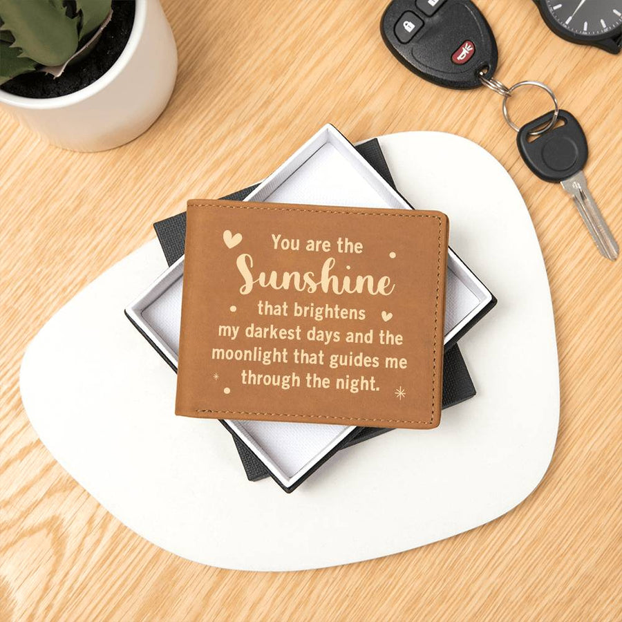 You Are the Sunshine Leather Wallet for Son from Mom, Birthday Gift for 30-Year-Old Son