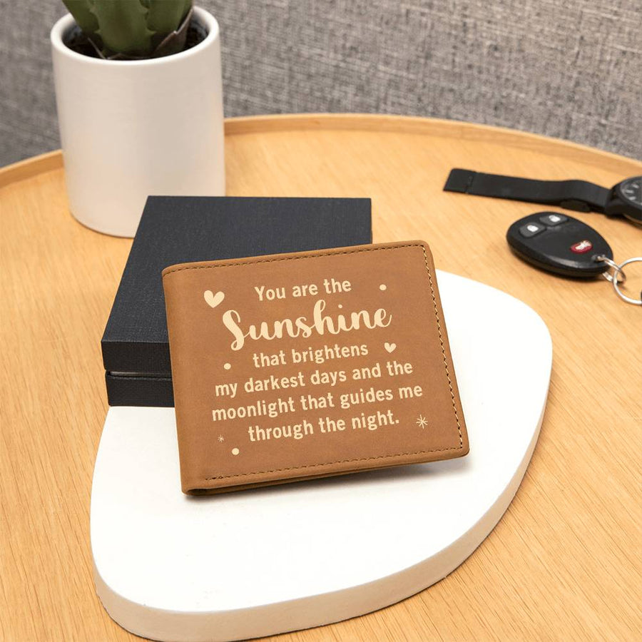 You Are the Sunshine Leather Wallet for Son from Mom, Birthday Gift for 30-Year-Old Son