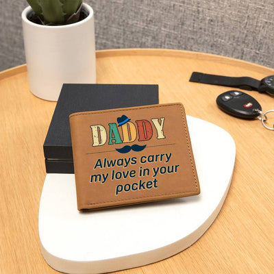 Load image into Gallery viewer, Daddy Always Carry My Love Leather Wallet
