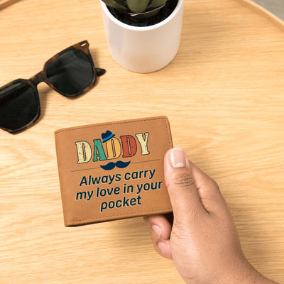 Load image into Gallery viewer, Daddy Always Carry My Love Leather Wallet
