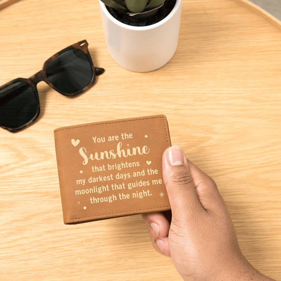 You Are the Sunshine Leather Wallet for Son from Mom, Birthday Gift for 30-Year-Old Son