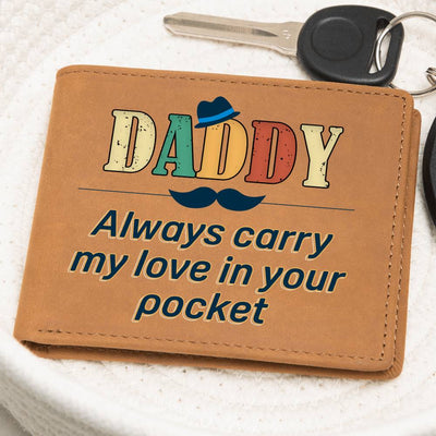 Load image into Gallery viewer, Daddy Always Carry My Love Leather Wallet

