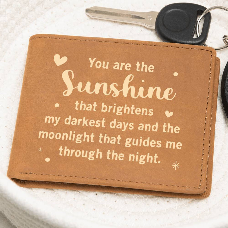 You Are the Sunshine Leather Wallet for Son from Mom, Birthday Gift for 30-Year-Old Son