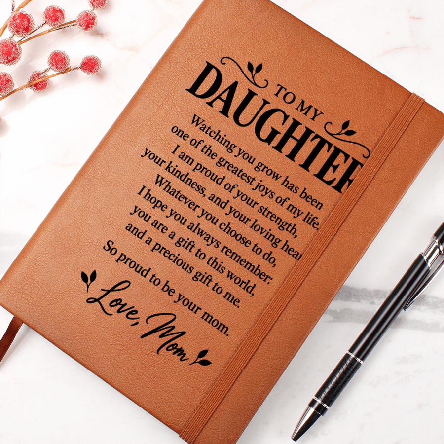 To My Daughter Journal from Mom - Proud to Be Your Mom | Leather Notebook Gift