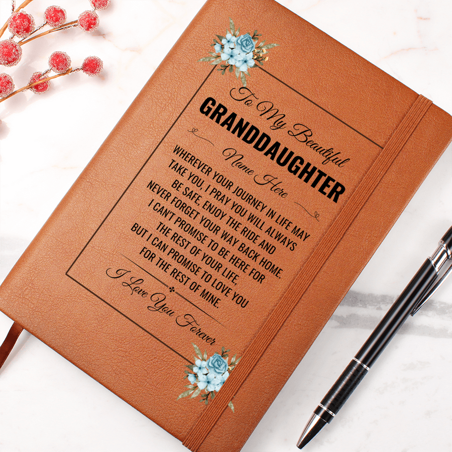 To My Granddaughter Birthday Gifts – Personalized Leather Journal Keepsake for Granddaughter