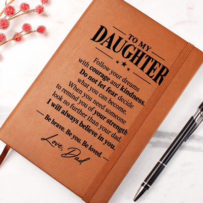 Load image into Gallery viewer, To My Daughter Journal from Dad - Follow Your Dreams | Vegan Leather Notebook
