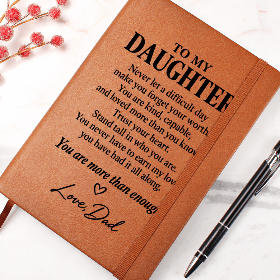 To My Daughter Journal from Dad - More Than Enough | Inspirational Leather Gift