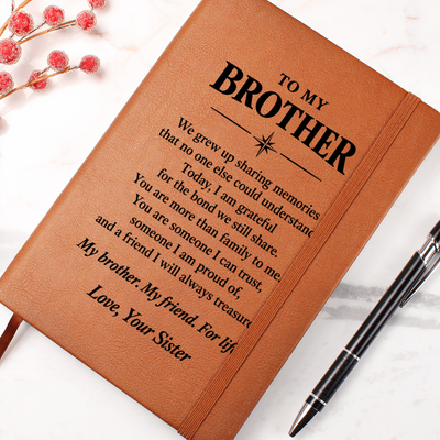 Load image into Gallery viewer, To My Brother Journal from Sister - My Friend for Life | Vegan Leather Notebook
