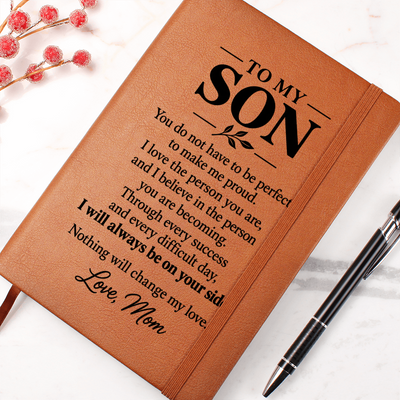 Load image into Gallery viewer, To My Son Journal from Mom - Always on Your Side | Sentimental Leather Gift
