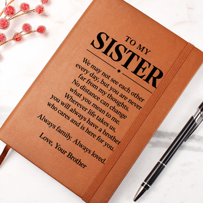 Load image into Gallery viewer, To My Sister Journal from Brother - Close at Heart | Vegan Leather Gift
