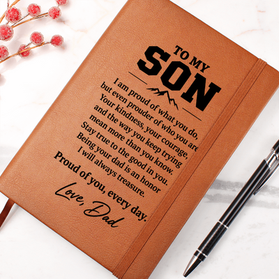 Load image into Gallery viewer, To My Son Journal from Dad - Proud of Your Heart | Vegan Leather Gift
