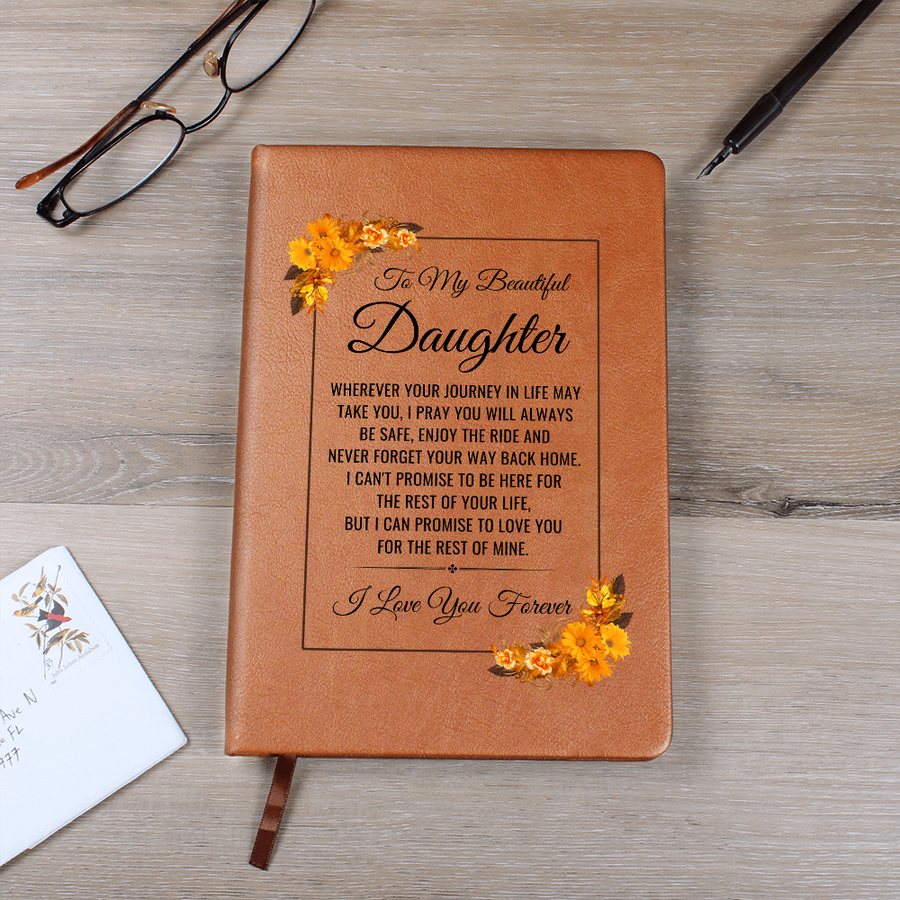 To My Daughter Journal – Leather Gift from Mom or Dad, Lined Notebook for Birthday or Graduation