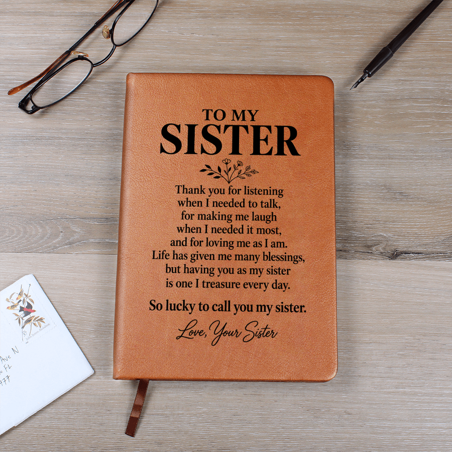 To My Sister Journal from Sister - Thank You for Everything | Leather Notebook