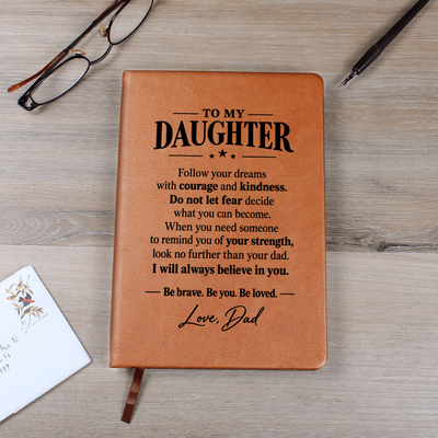 Load image into Gallery viewer, To My Daughter Journal from Dad - Follow Your Dreams | Vegan Leather Notebook
