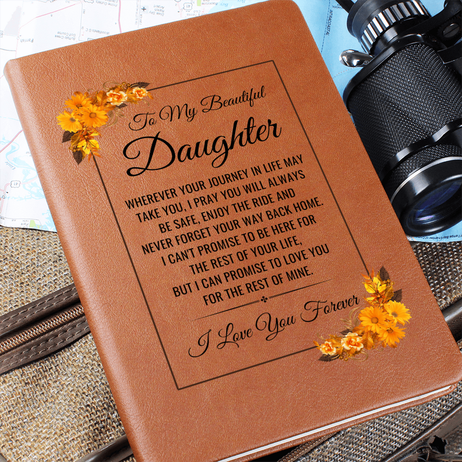 To My Daughter Journal – Leather Gift from Mom or Dad, Lined Notebook for Birthday or Graduation