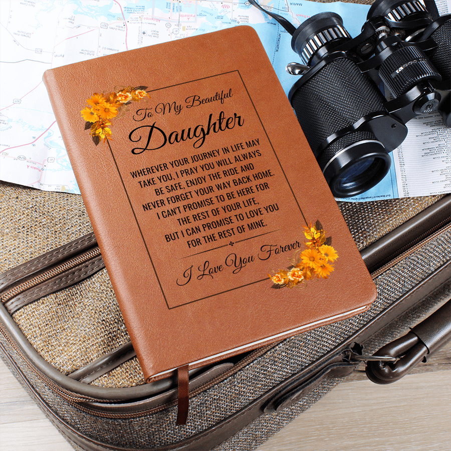 To My Daughter Journal – Leather Gift from Mom or Dad, Lined Notebook for Birthday or Graduation
