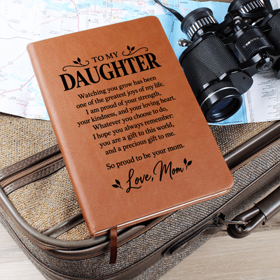 Load image into Gallery viewer, To My Daughter Journal from Mom - Proud to Be Your Mom | Leather Notebook Gift
