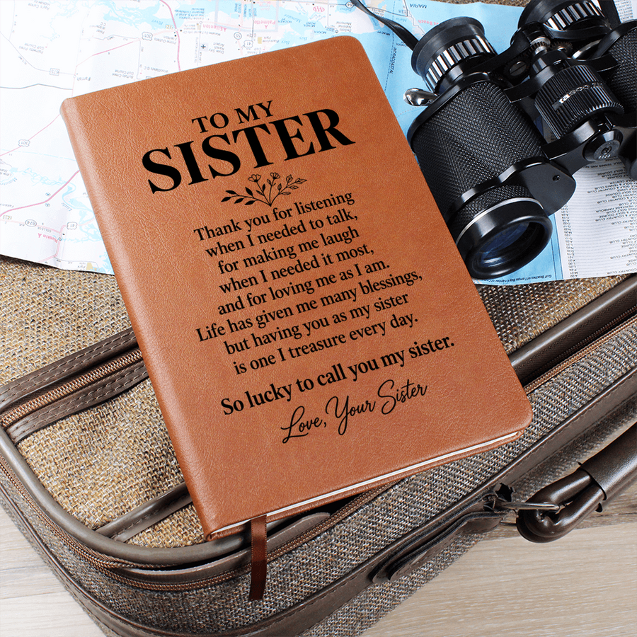 To My Sister Journal from Sister - Thank You for Everything | Leather Notebook