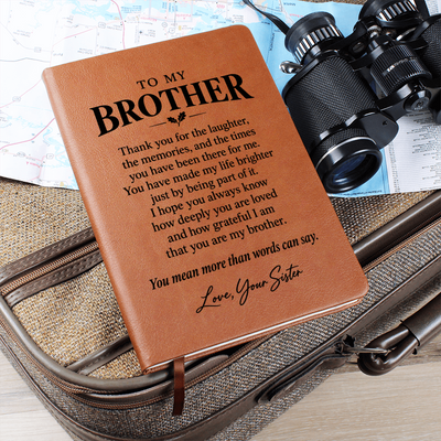 Load image into Gallery viewer, To My Brother Journal from Sister - Grateful for You | Sentimental Leather Gift
