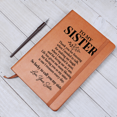 Load image into Gallery viewer, To My Sister Journal from Sister - Thank You for Everything | Leather Notebook
