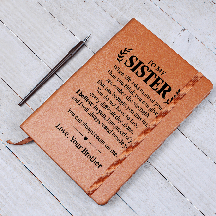 To My Sister Journal from Brother - Count on Me | Inspirational Leather Gift