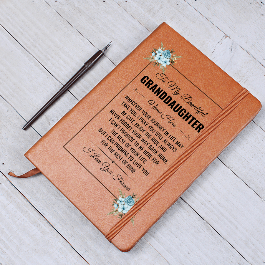 To My Granddaughter Birthday Gifts – Personalized Leather Journal Keepsake for Granddaughter
