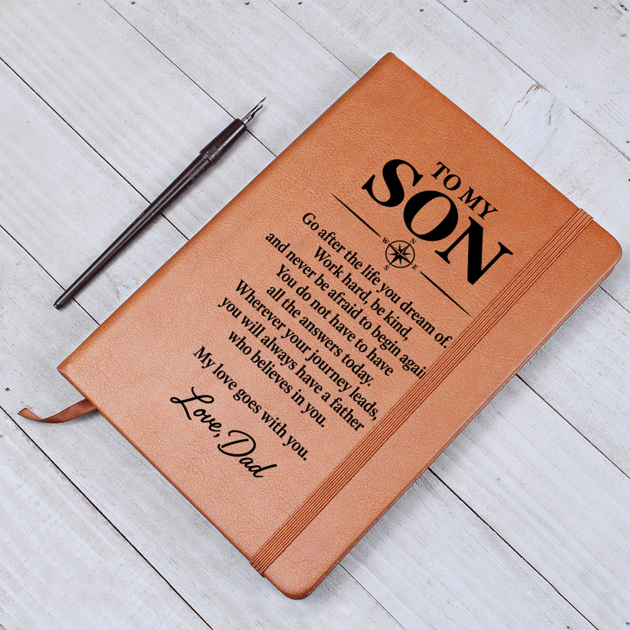To My Son Journal from Dad - Wherever You Go | Vegan Leather Notebook Gift